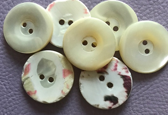 One Mother of Pearl Ivory 24mm 2H Buttons - Click Image to Close